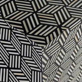 Bone Inlay Handmade Solid Hard Wood Modish Sideboard Black Geometric Pattern
